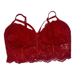 Papaya Small Lingerie Ted Lace Padded Red Strap Bralette